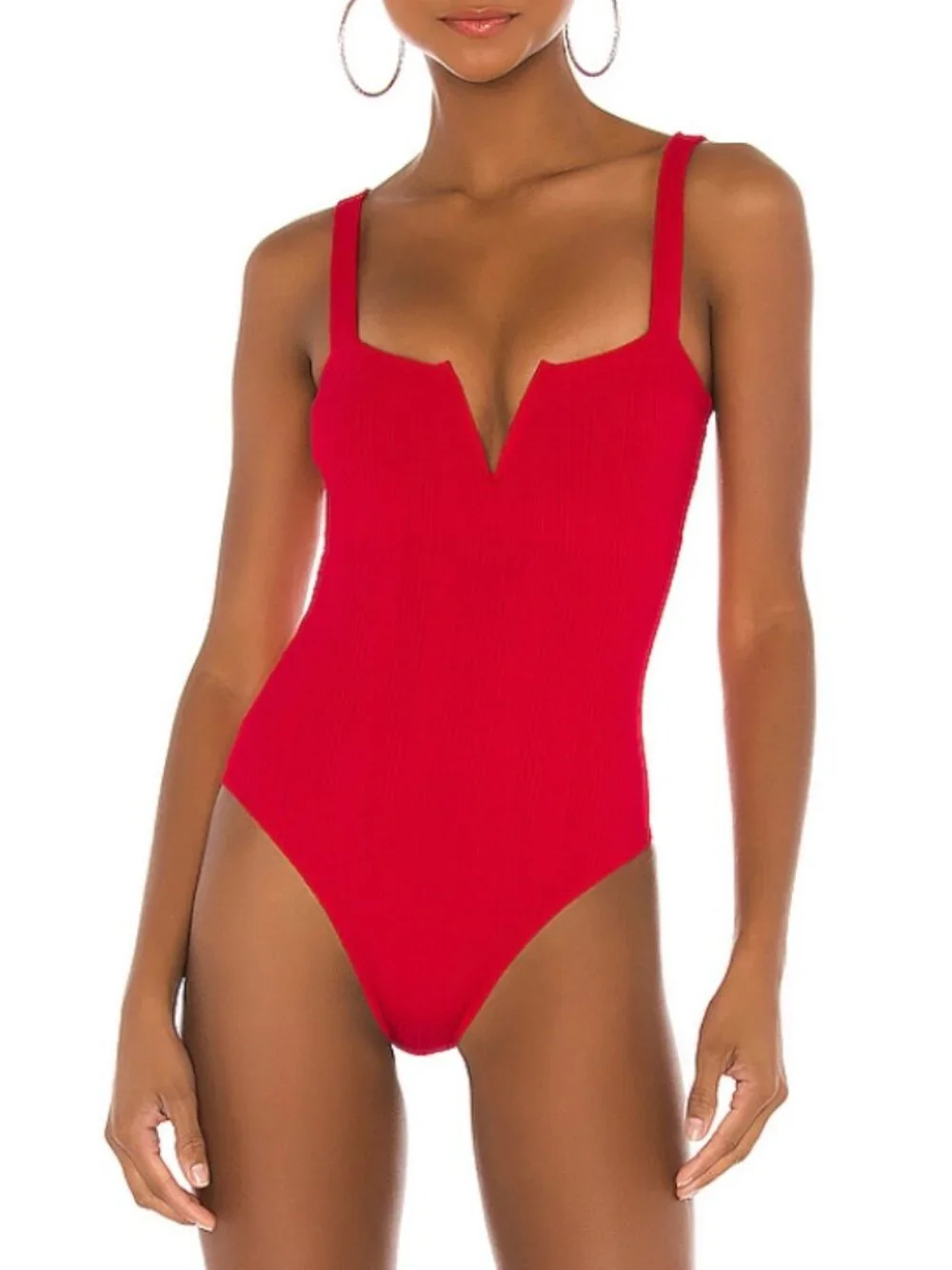 l*space Red Ribbed One-Piece Swimsuit - Picture 2 of 7